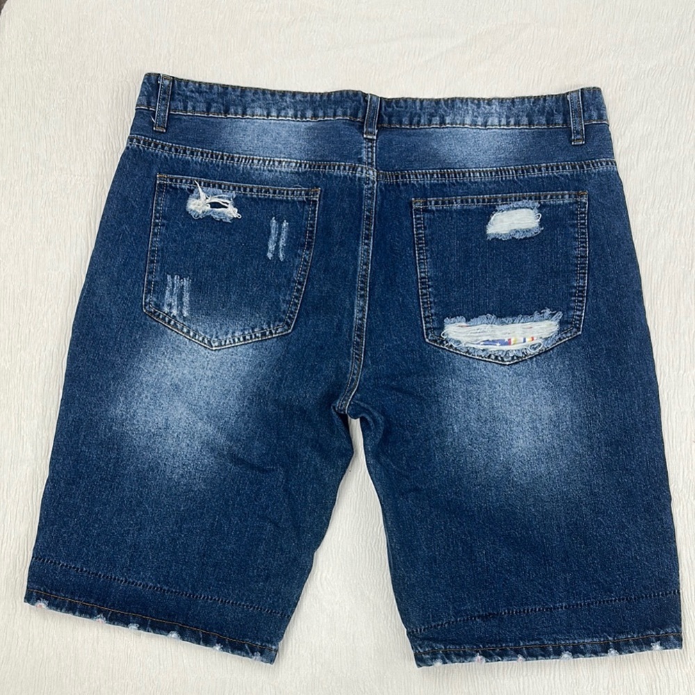 Denim Distressed Jean Shorts Boyfriend style - Picture 4 of 7